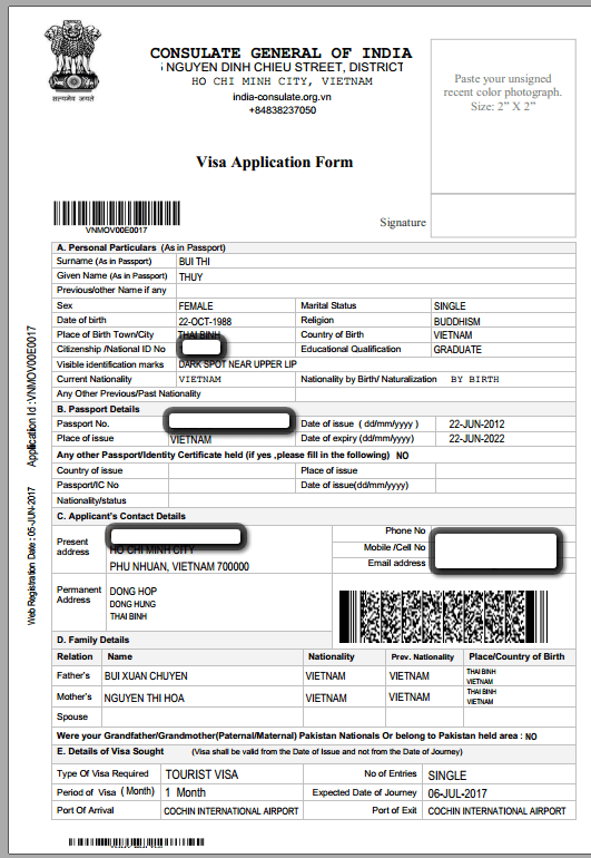 Thủ tục xin visa Ấn Độ